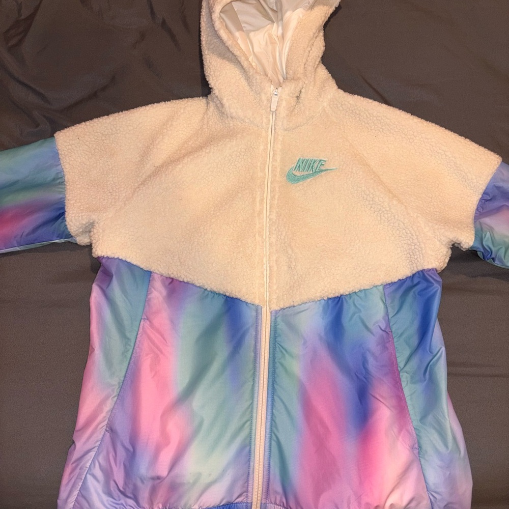 Nike Cream and Multicolor Sherpa Jacket